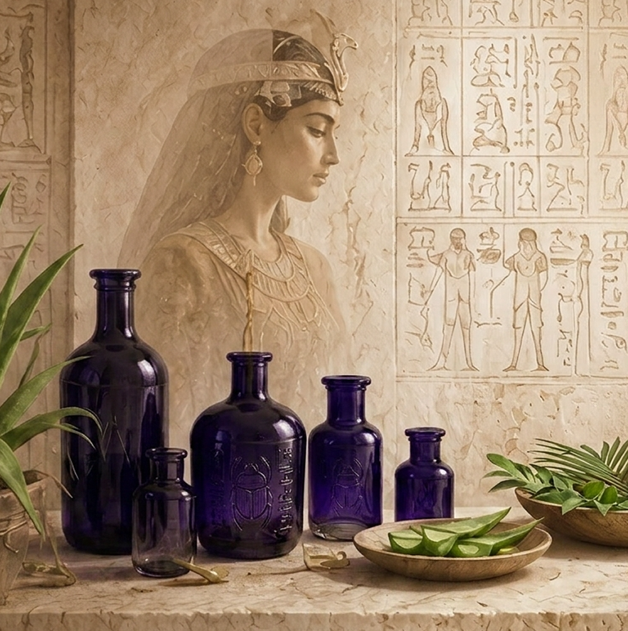 Ancient violet glass vessels